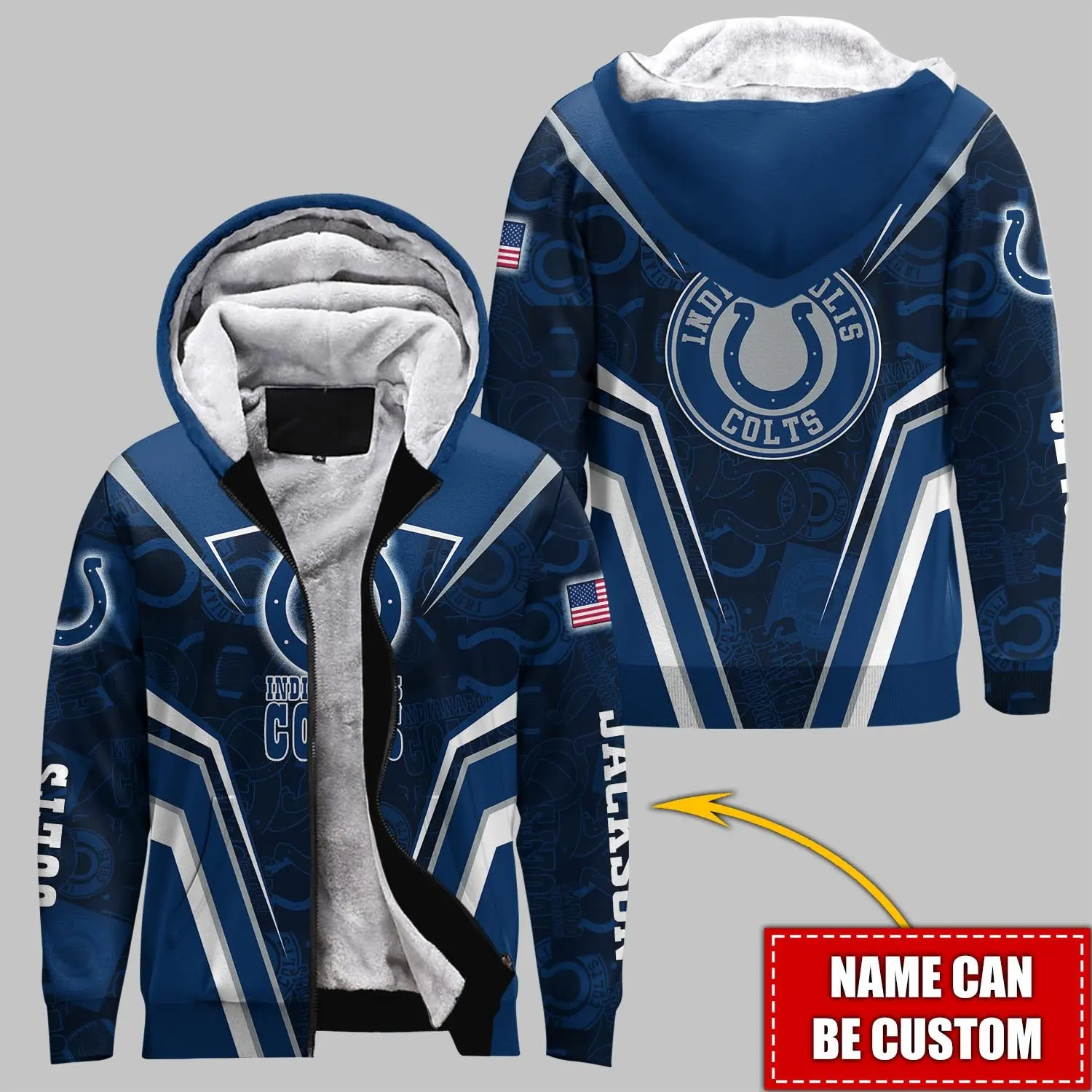 Flight Trademark Colts Jacket Hood Famous Clothing Premium Fashion Brands Oem Custom Men Sleeve Varsities Fleece Jacket