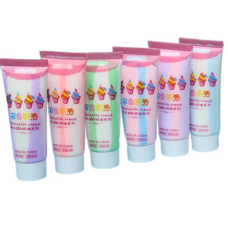 50ml double Colorful  Whipped Cream Simulation Ice Cream Gel Phone Case Cakes Cake Cream Glue Nail Soft Clay Decoration