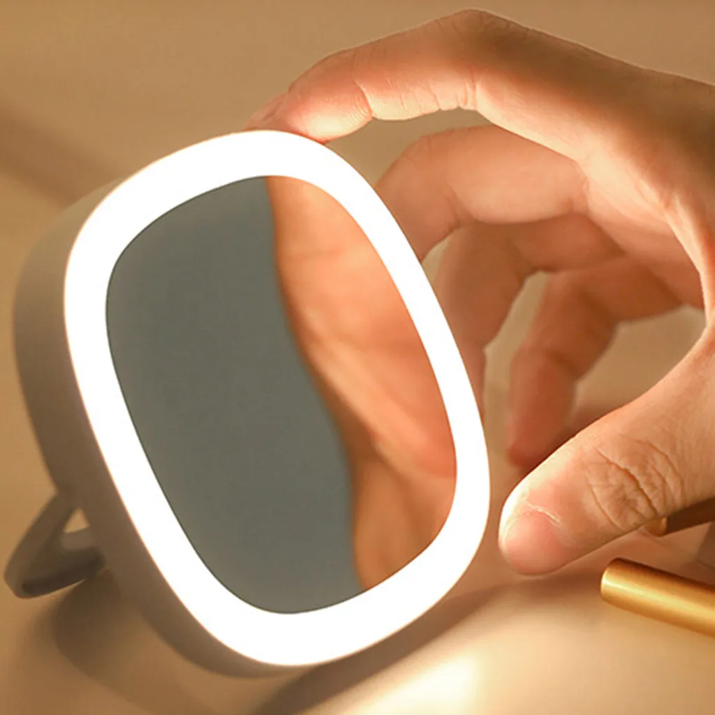 New Vanity Makeup Mirror with Light Travel Mini Pocket Portable Hand LED Mirror Light For Makeup