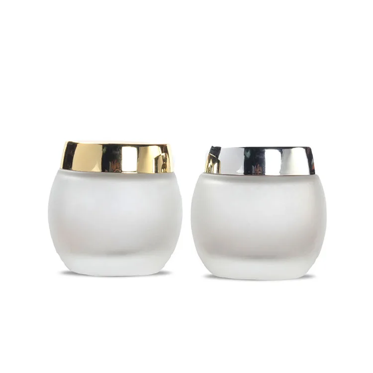 120g frosted spherical glass cosmetic cream mask jar with gold silver plastic lid
