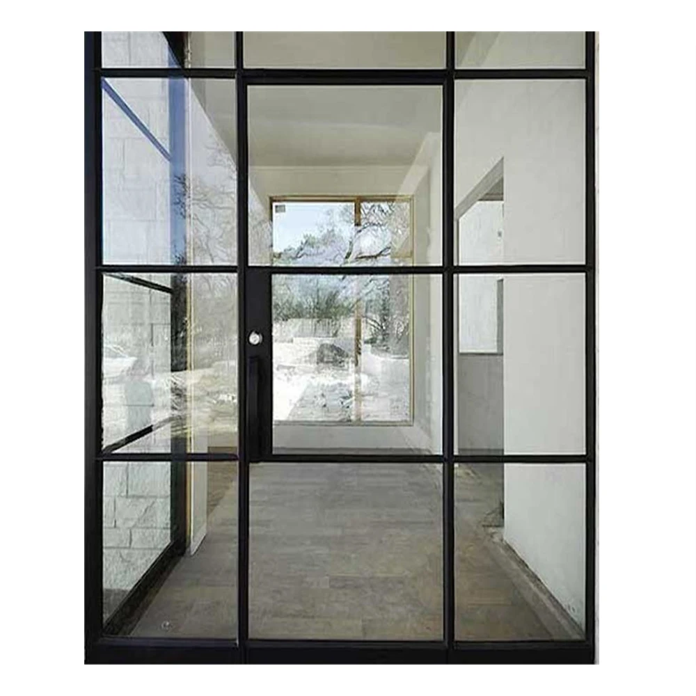 Hotian новый дизайн, железная двойная стеклянная дверь для входных дверей (1600152652443)