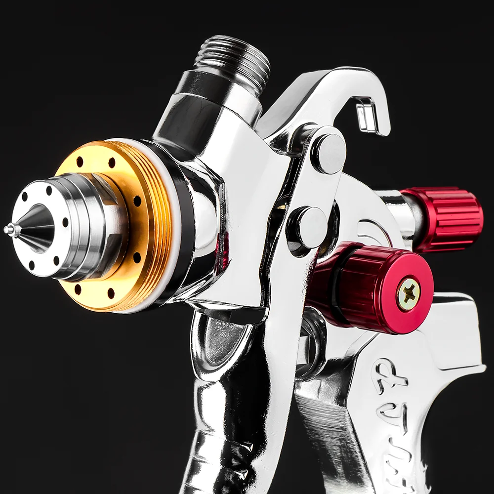 New Design HVLP Red Pneumatic Air Spray Gun 1.4/1.7/2.0mm Nozzle 10 Paint Filters Pressure Gauge Car Painting OEM Supported.