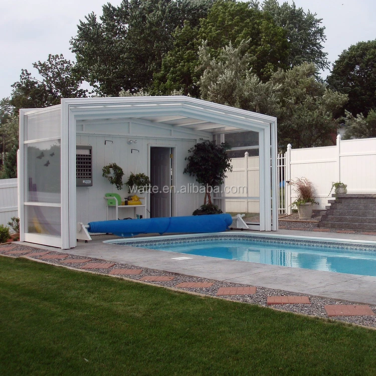 Outdoor Aluminum Glasshouse Sun Room Shade Automatic Retractable Glass House Sunroom Enclosures Spa Swimming Pool Cover For Sale