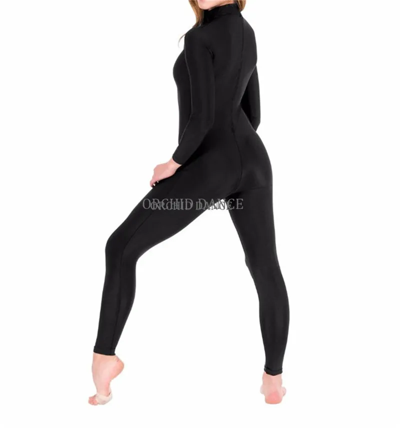Hot Sale High Neck Low MOQ Women Adult Girls Shiny Spandex Nigh Neck Long Sleeve Red Dance Wear Wholesale Unitard