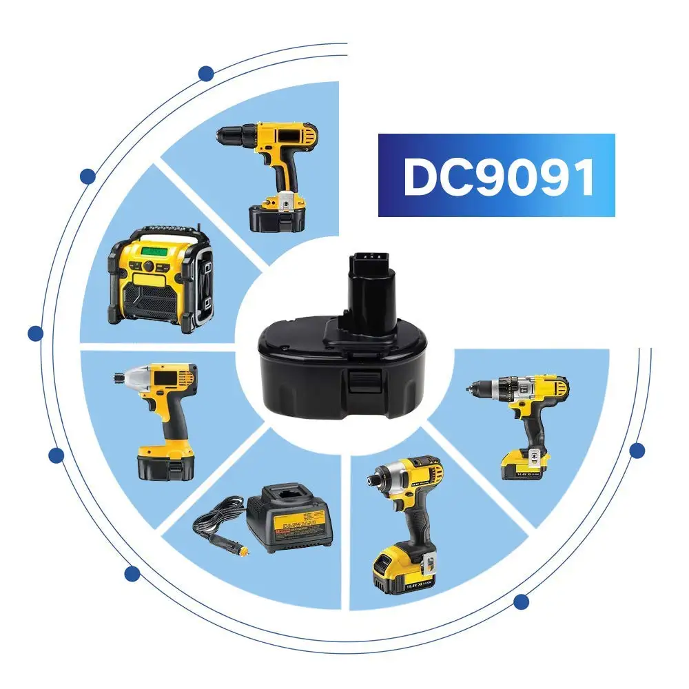 Battery for  Dewalts 14.4V Ni-CD 2000mAh Power tools Rechargeable replacement Battery for DEWALTs DC9091 2.0Ah DE9094 DE9094