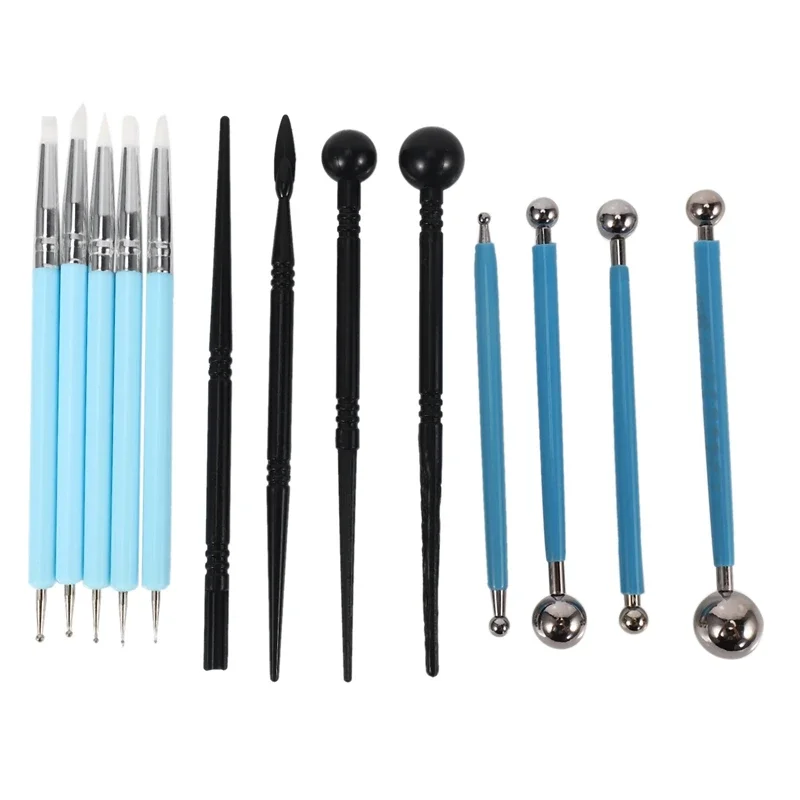 13pcs Modeling Clay Sculpting Tools Dotting Pen Silicone Tips Ball Stylus Pottery Ceramic Indentation Set