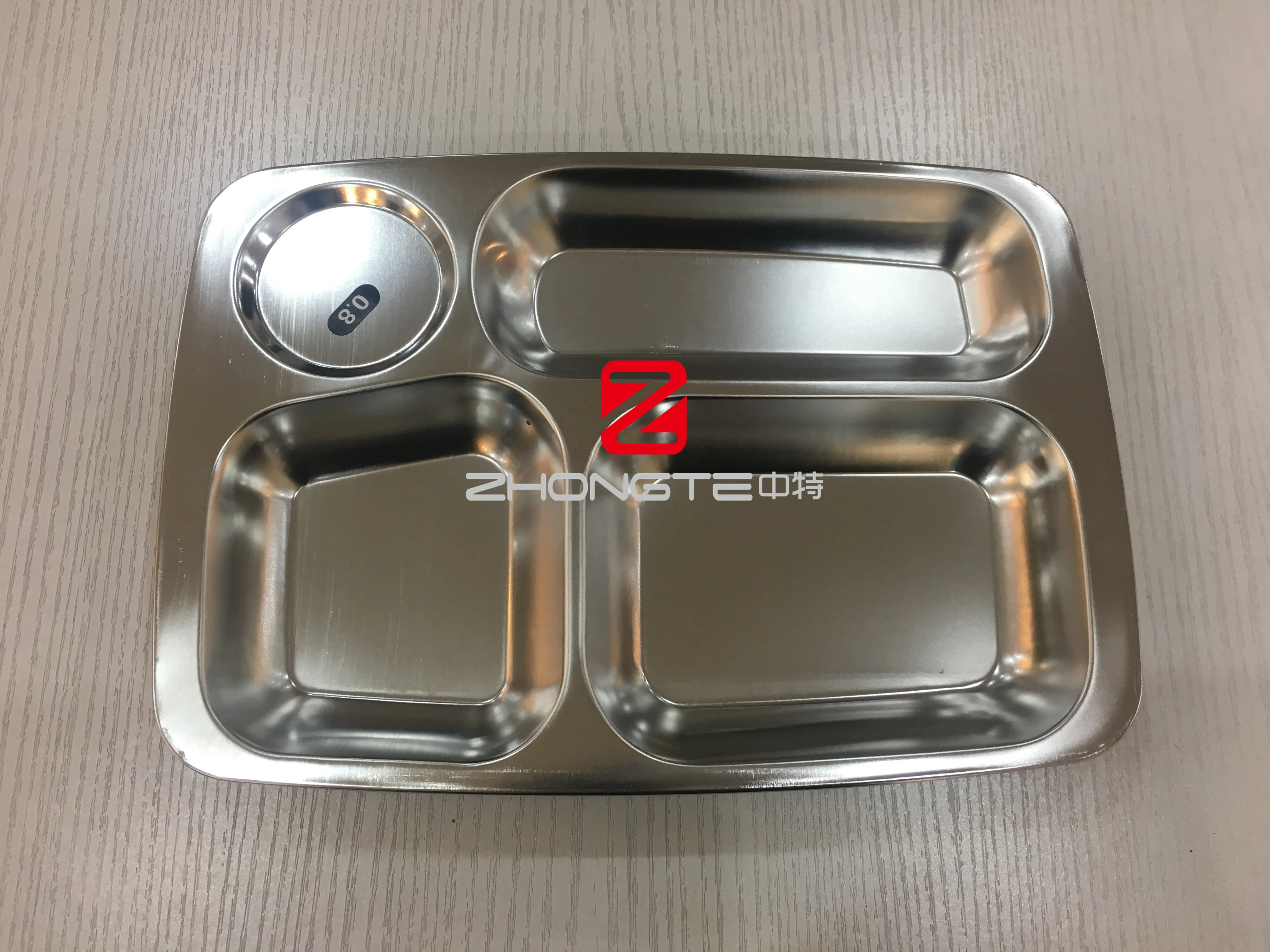 Large Fast Food Platter Stainless Steel Dinner Plates Serving Platter 6-grid Food Tray for Cafeteria
