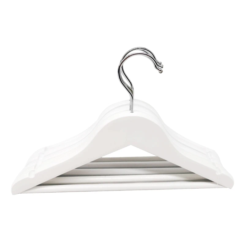 Wholesale Cheap Non Slip children kids  white wooden baby hangers for Cloth