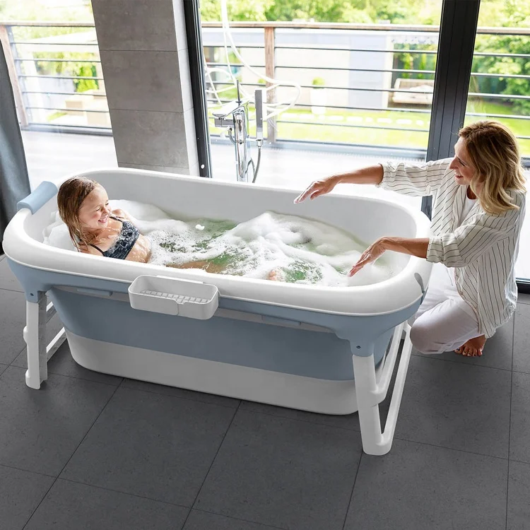  Europe Free Shipping 128CM Swimming Pool Bath Bucket Portable Large Size Folding Bathtub For
