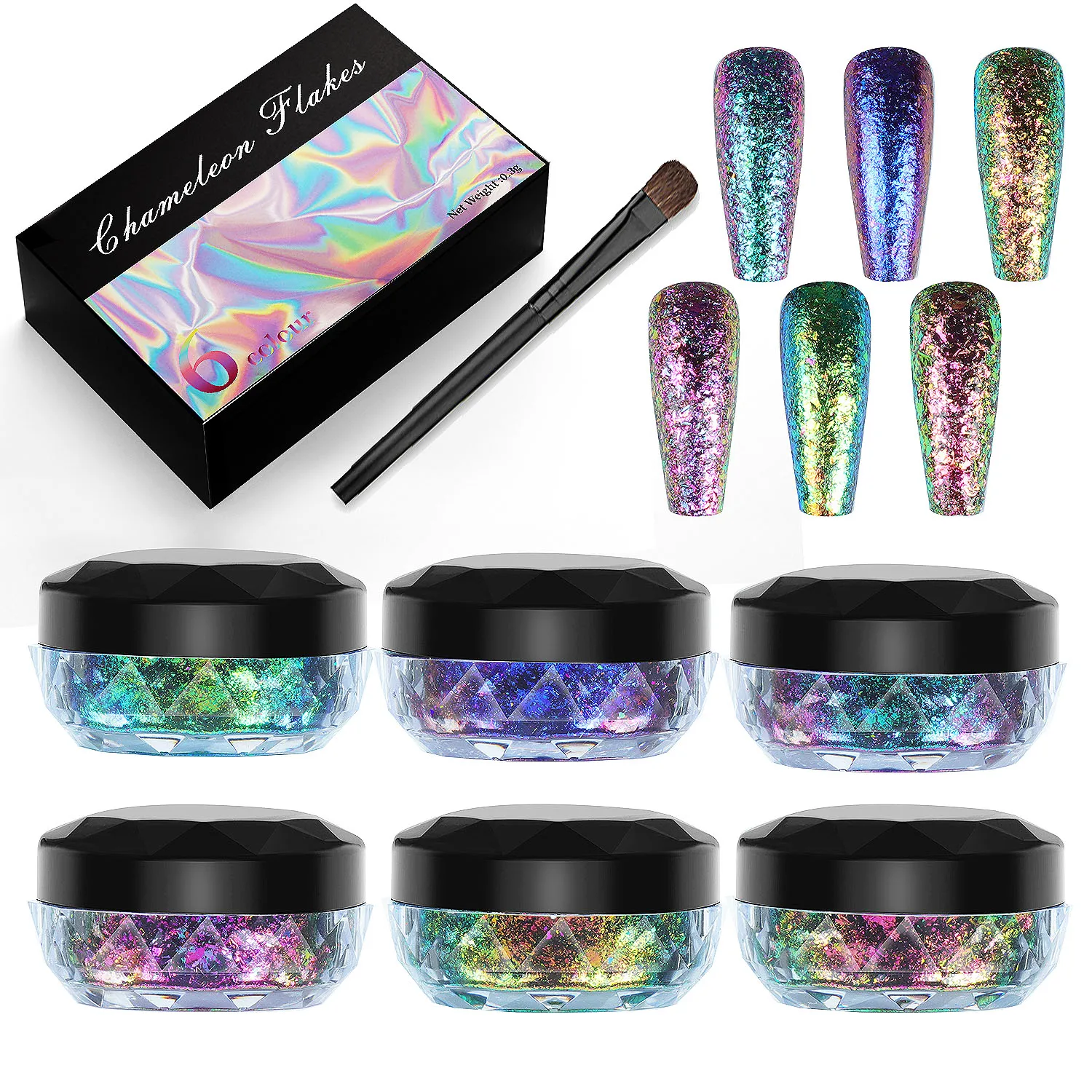 Manufacture 6colors chameleon flakes for epoxy diy Slime  Nail art with wide range of uses