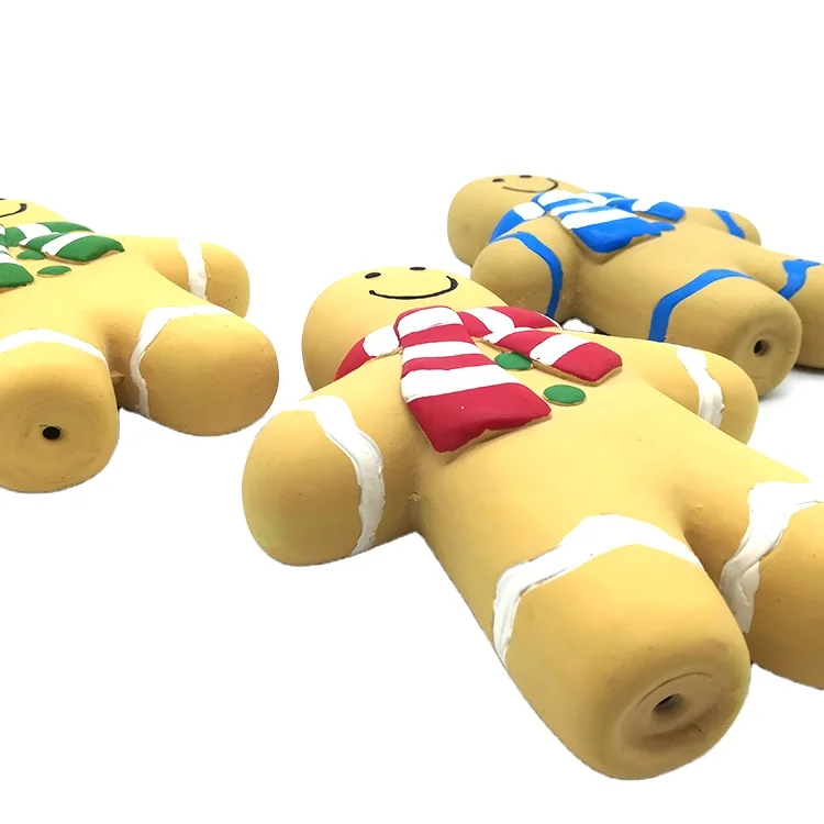 hot selling rubber latex pet custom cheap chewy dog christmas gingerbread man dog pet toys