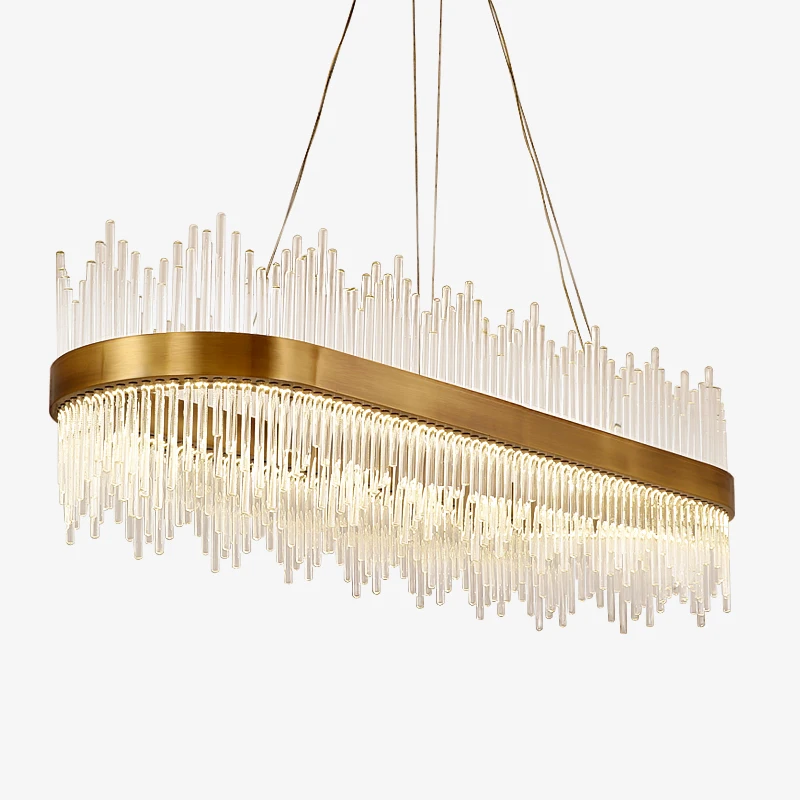 Large Modern Commercial Rectangle Golden Glass Tube Hotel Lobby Chandelier Lighting Imported from China for Living Room Use