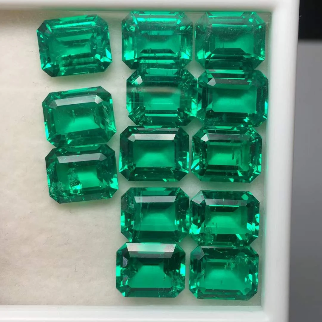 Wholesale Manufacturer Octagon Lab Grown Emerald Inclusion Price per Carat Hydrothermal Colombian Emerald for Jewelry Making