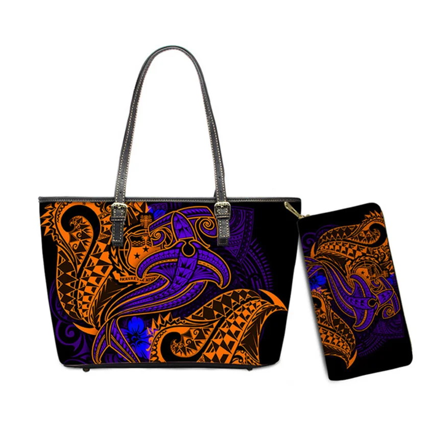 Custom Name Text Samoan Tribal Clutch Purses Handbag Set for Women Polynesian Designer Female Ladies Spring Summer Shoulder Bags