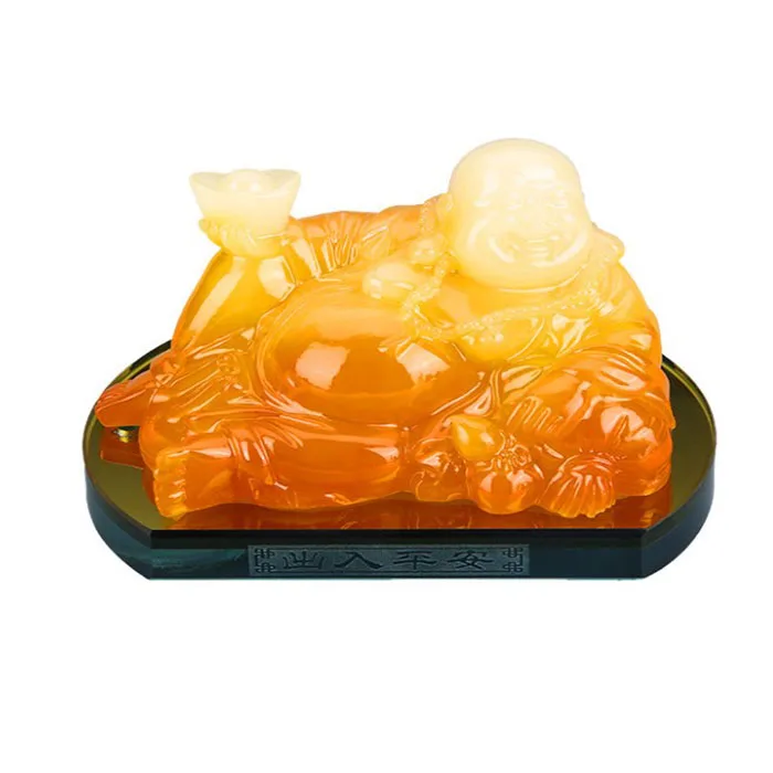Feng Shui Figurines Jade Buddha Wealth and Good Luck Laughing Buddha Statue for Home  Office Decor