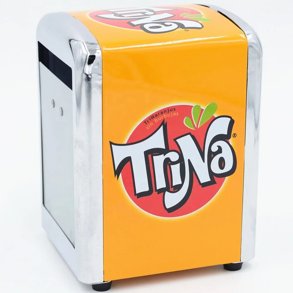 Modern style bar stand metal tin printed tissue box napkin dispense customized