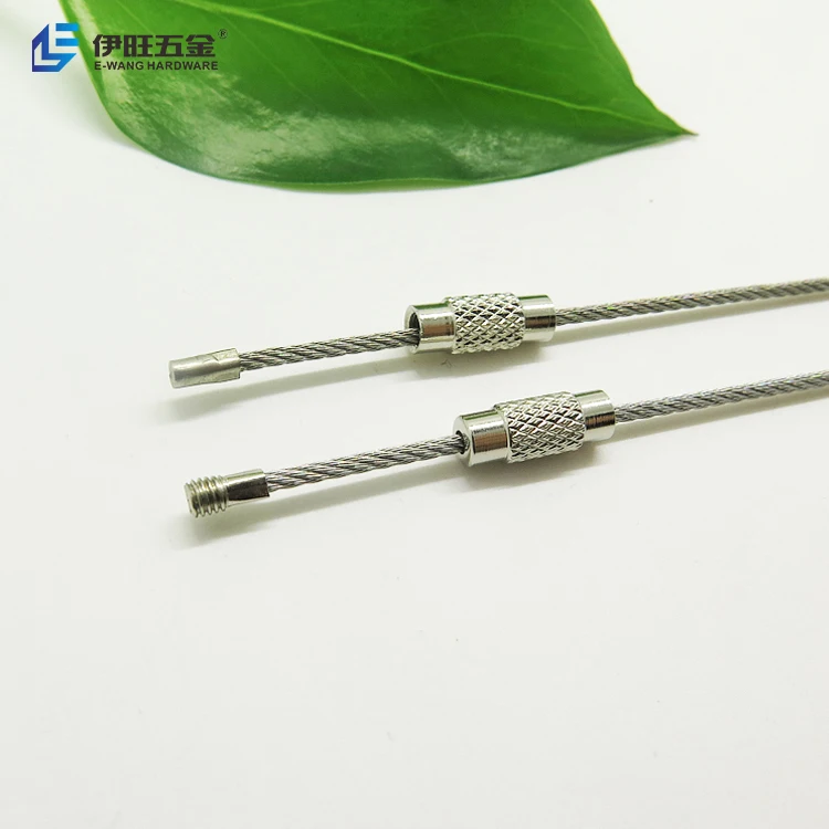 Stainless steel wire keychain cable screw clasp key ring Luggage Tag