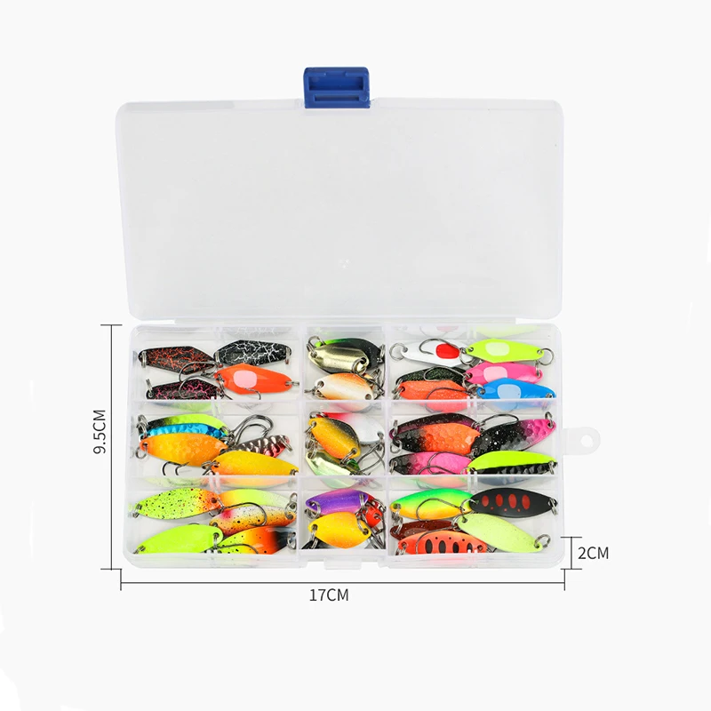 WEIHE 21pcs/43pcs metal fishing lure metal spoon lure kit trout fishing spoons combo pesca spinner bait tackle box fishing unit