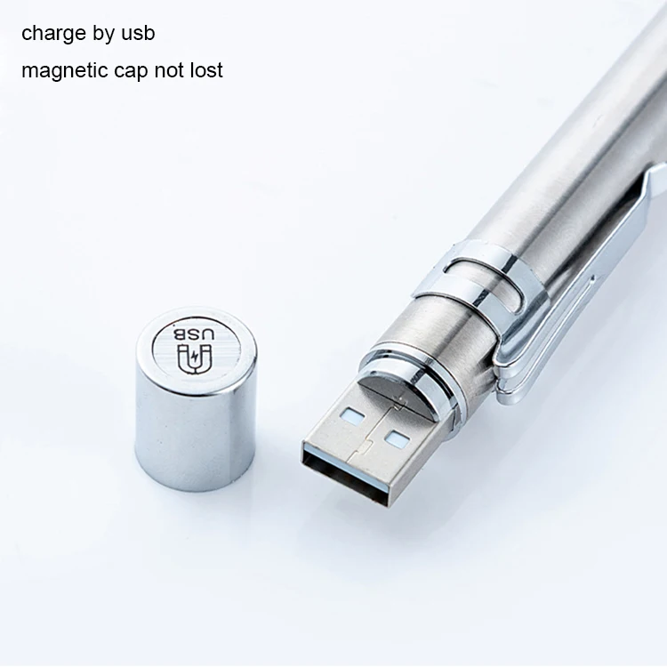 doctor use usb rechargeable portable mini pen led keychain flashlight with sling clamp,micro pocket moon slim flashlight torch