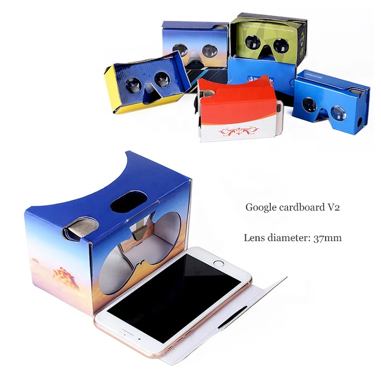 Пользовательский дизайн, печатный картон Vr Google V2.0 с 3d очками виртуальной реальности, картон