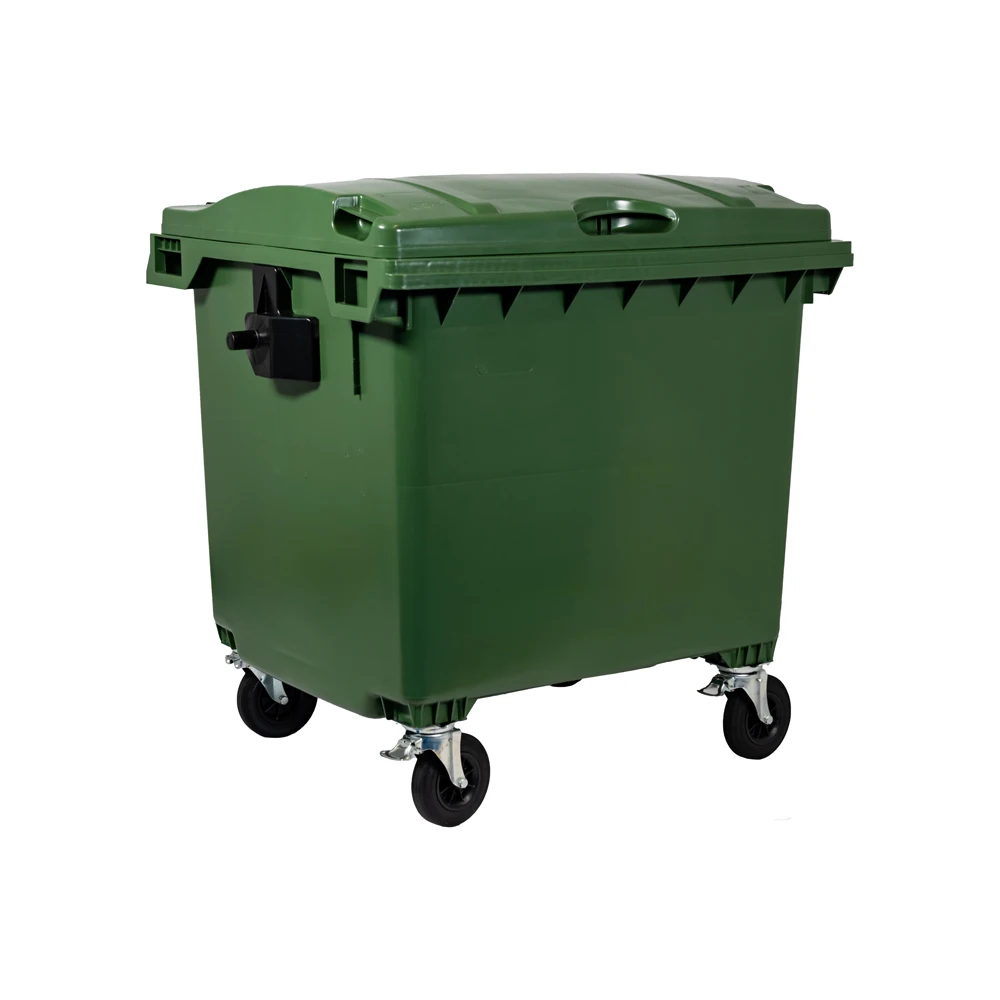 JCOPLASTIC SPA полиэтилен высокой плотности HDPE перерабатываемый для утилизации отходов 4 колесных 1100л корзина с плоской крышкой белого цвета