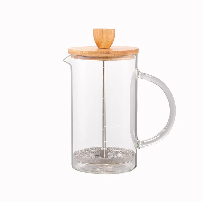 AMZ French press pot hand brewed coffee with filter screen High boron heat-resistant glass coffee pot custom