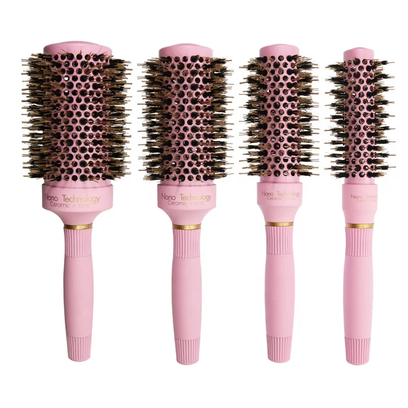 Custom LOG Drying Straightening Styling Comb Hairdressing Salon Natural Wild Boar Bristles Nami Hair Brush