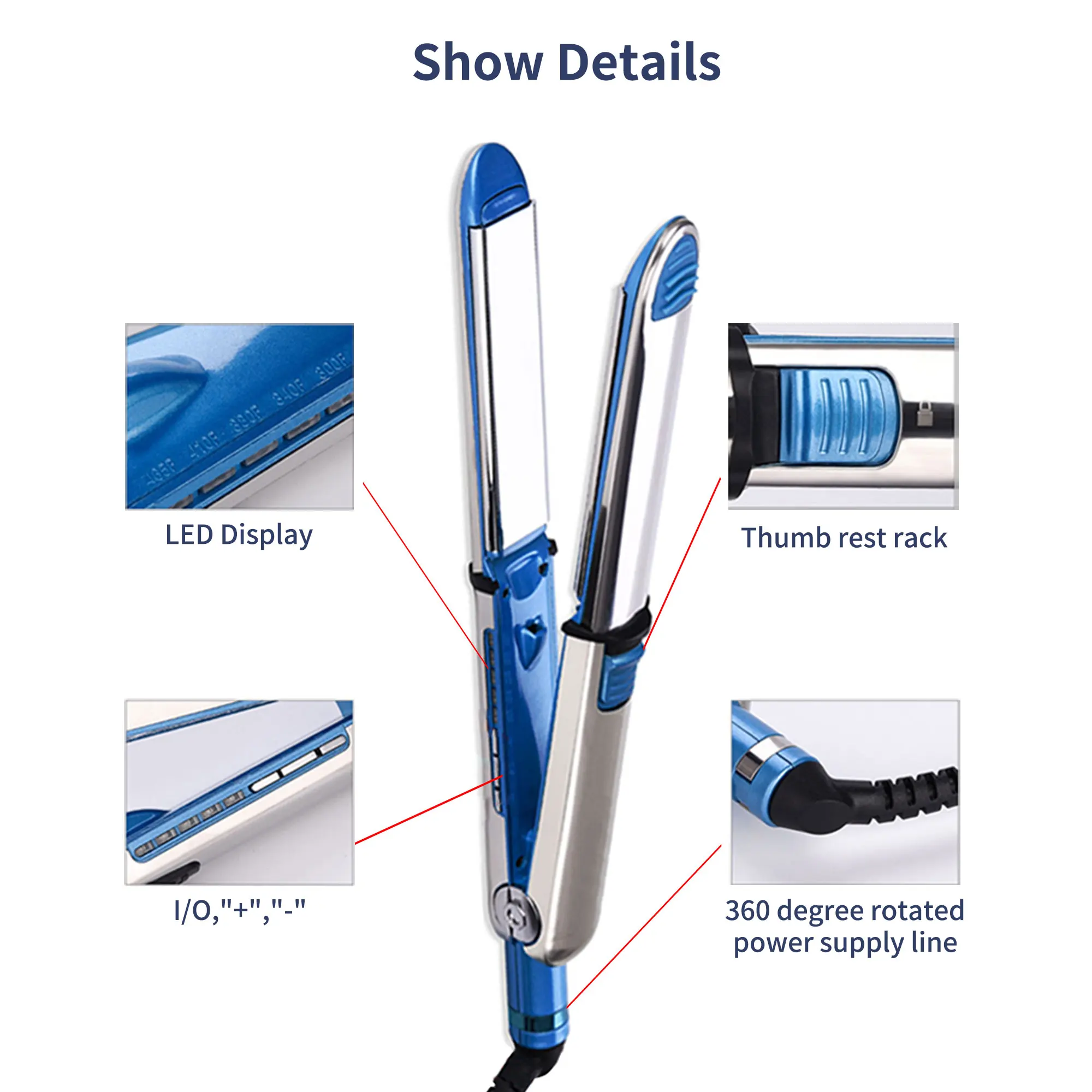 Professional Ceramic Customize  Silver Stainless Steel  Hair Curler Straightener Flat Irons Set Wholesale Private Label