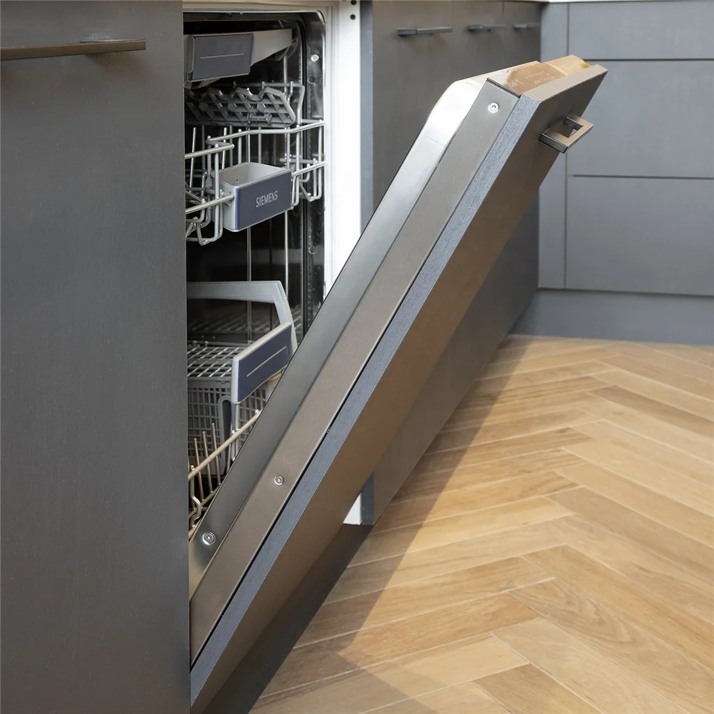 PA foshan  modern island grey pvc shaker storage kitchen cabinet