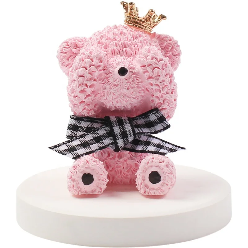 Cute Bear 3D Design Pink Ceramic Teddy Car Interior Steering Wheel Desk Decoration Accessories Oil Diffuser Air Freshener