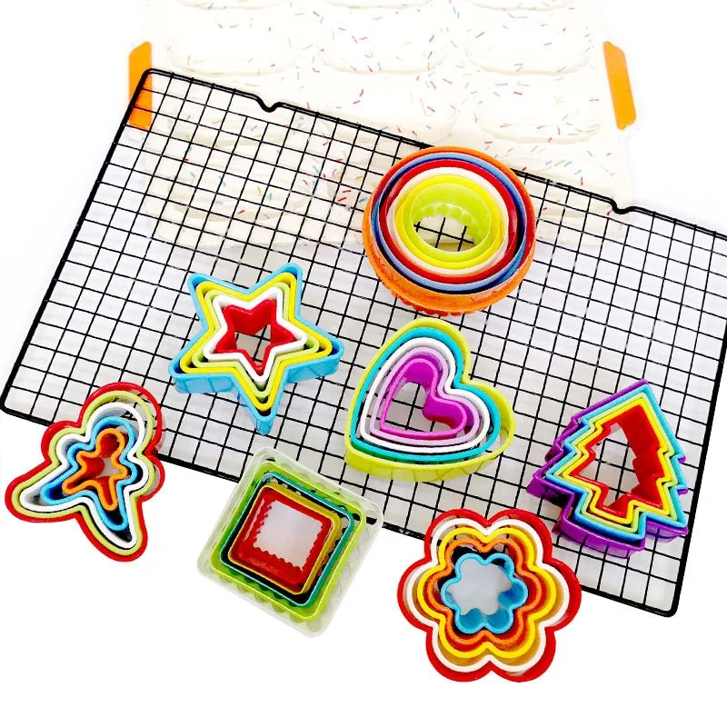 Класс пластмассы для пищевых продуктов рождественской елки ручной работы круглый квадраты вышивка «звёздочки» или «бриллианты форма печенье для выпечки печенья Резак пресс-форм