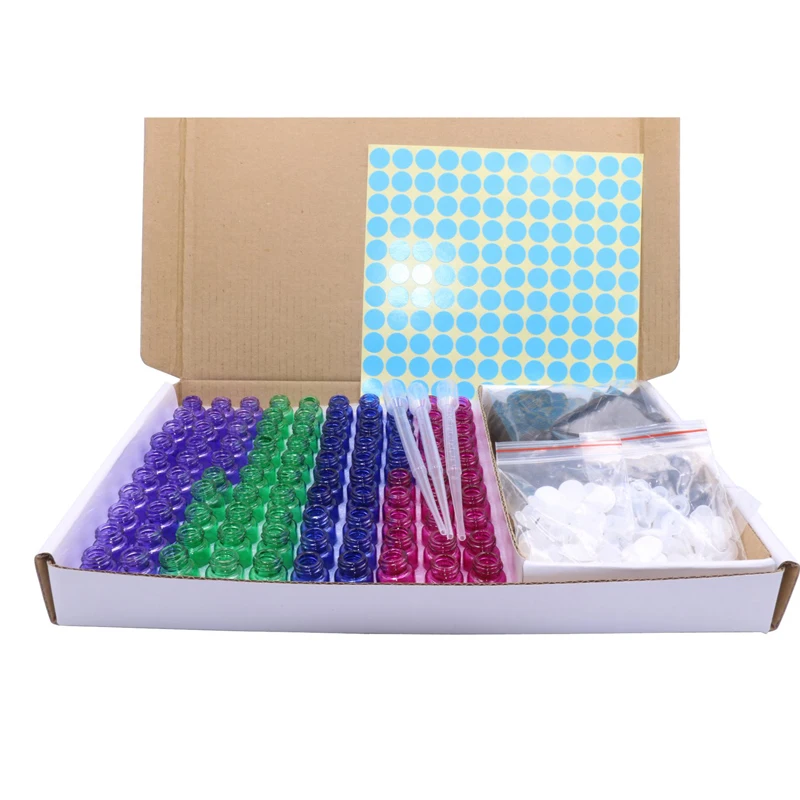 100 pack 1ml 2ml 3ml empty  glass essential oil bottle with air bubbles and orifice and hat makeup sample container