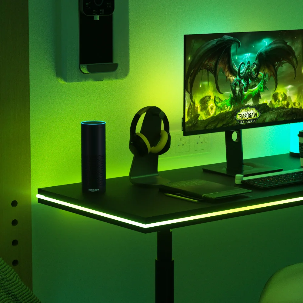 light game, 5m Neon Rope Lights Soft Lighting for Gaming Desks,, Support Cutting, Smart App Control, Music Sync, Adapter