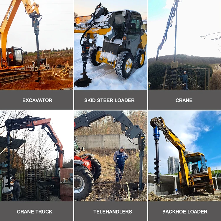 Backhoe Loader Post Hole Digger Auger Drill for Fence Post Holes in Ground Hole Drilling Projects