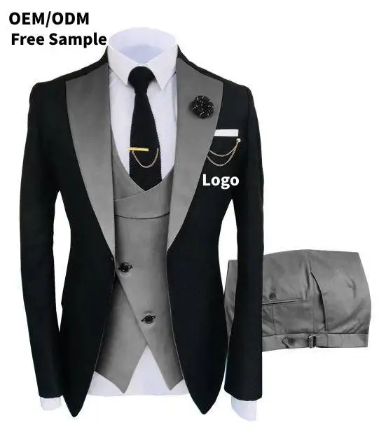 oem odm custom fashion new design high quality 3 piece coat pant wedding suits plus size suits slim fit set for men