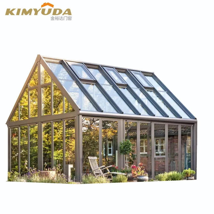 Patio Enclosure Aluminium Sunrooms Gazebo Glass Garden Greenhouse Flat Roof Inclined Sun Room
