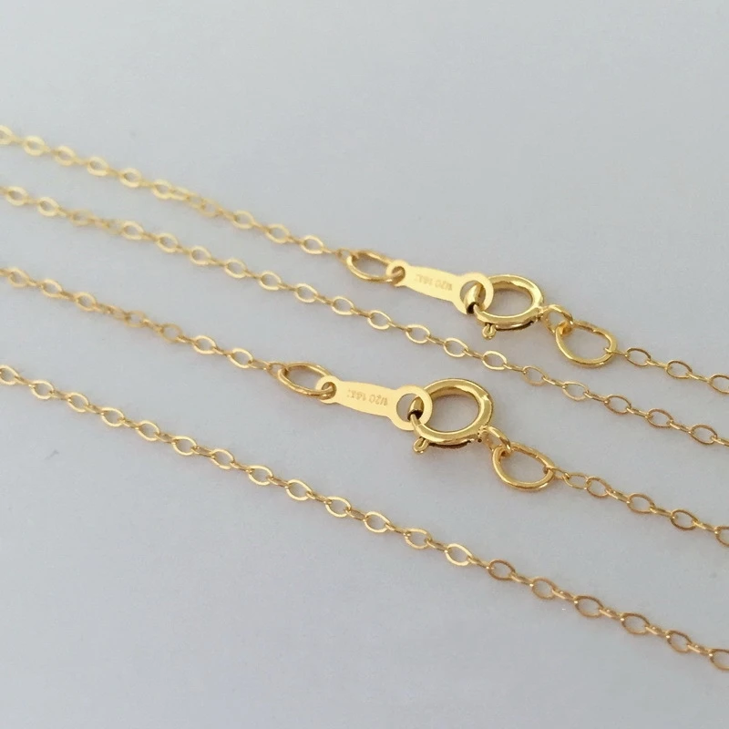 Permanet 1.3mm Flat Jewelry Cable Chain for Women Fashion Minimalist Gold Filled Necklace