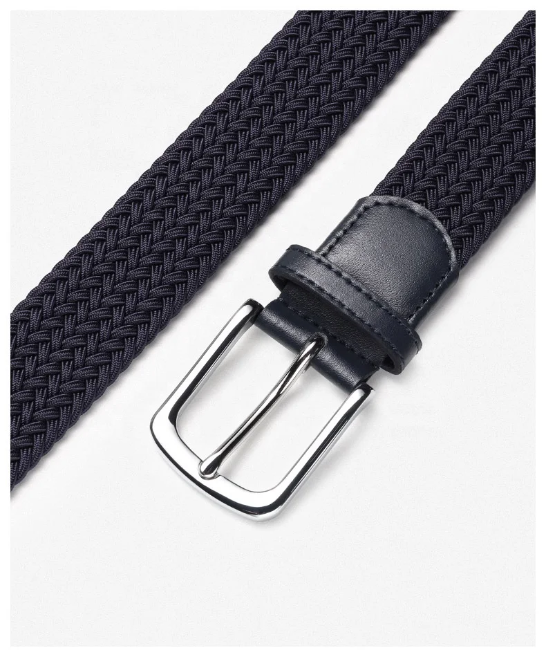 Wholesale Knit Web Weave Woven Cotton Golf Polyester Fabric Unisex Adjustable Women Men Elastic Braided Stretch Belt
