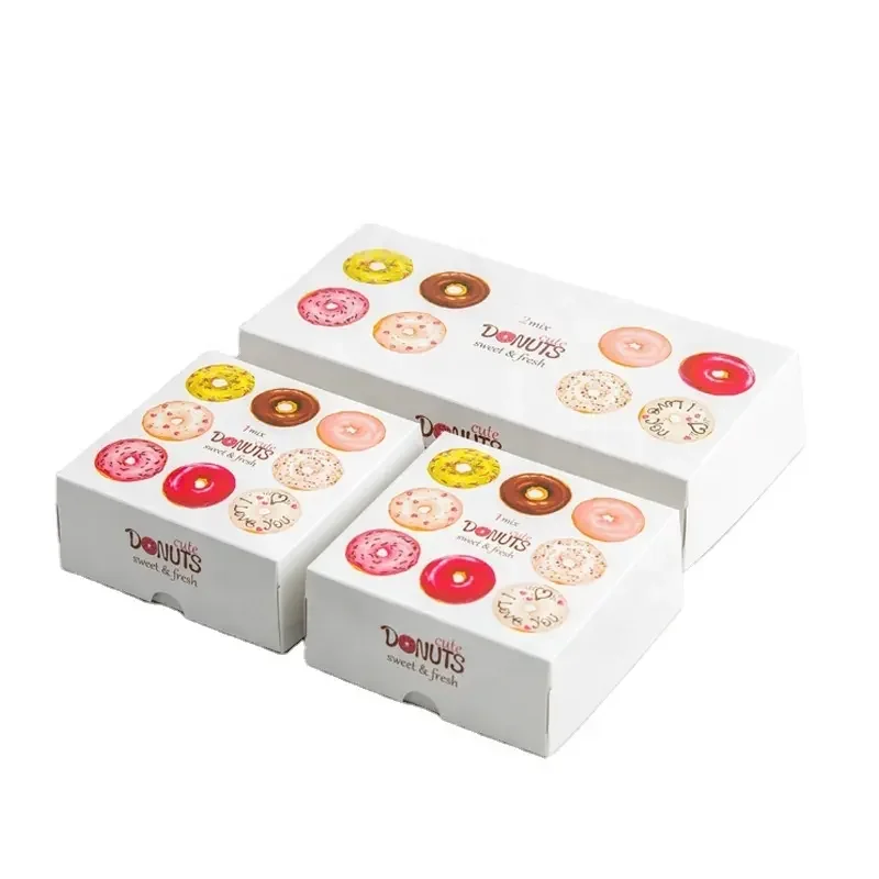 Becan Wholesale Custom Large Mochi Donut Box Biodegradable Food Grade Kraft Paper Packaging for Bakery Cake Fast Food Delivery