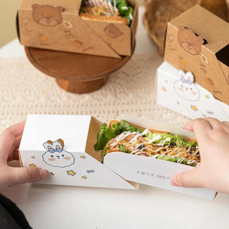 Корейская коробка для кукурузных собак на заказ биоразлагаемый раздвижной сэндвич завтрак обед хот-дог рулон буррито магазина