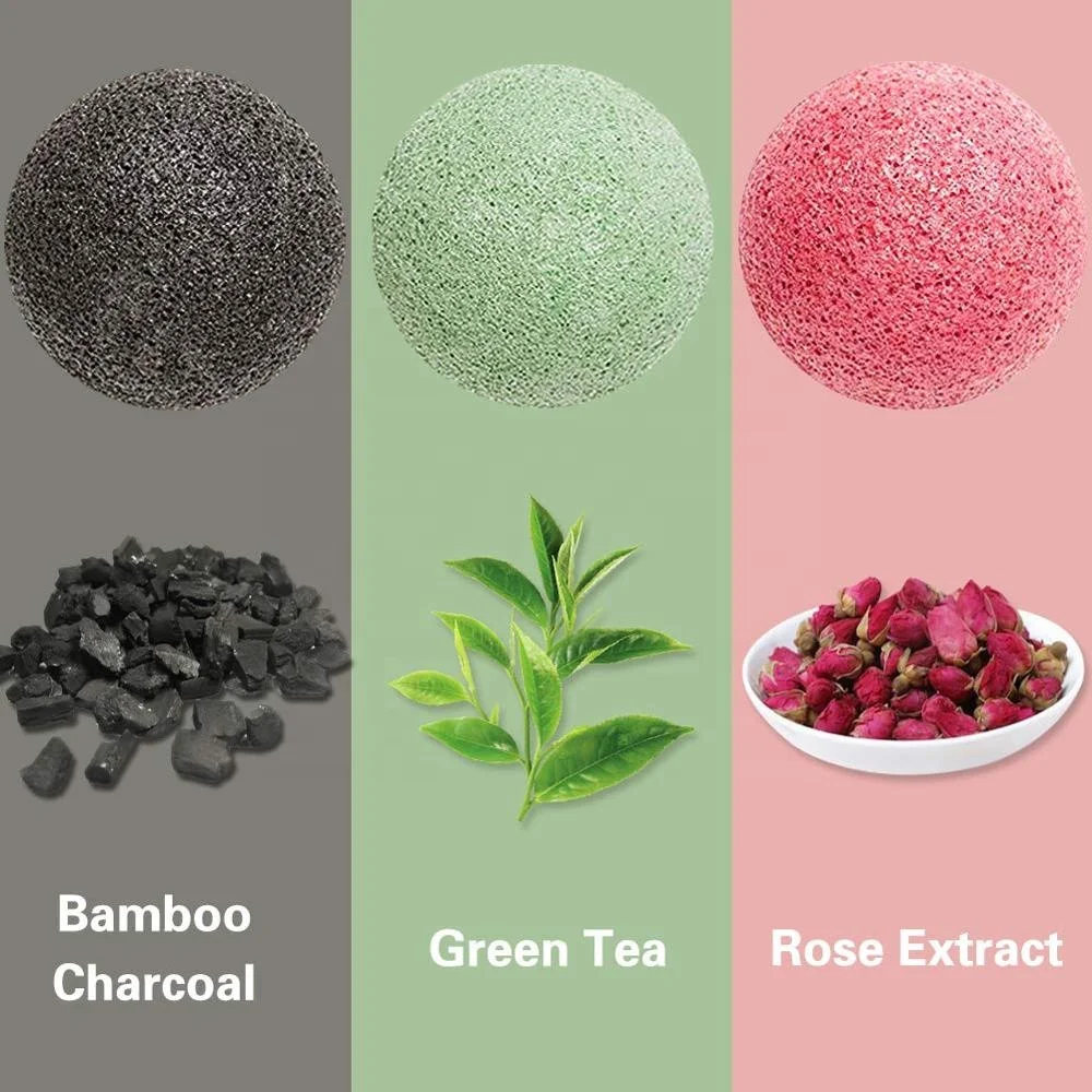 100% Natural Konjac bamboo charcoal Sponges for All Skin Type Face Exfoliating and Deep Pore Cleansing  Konjac Sponge