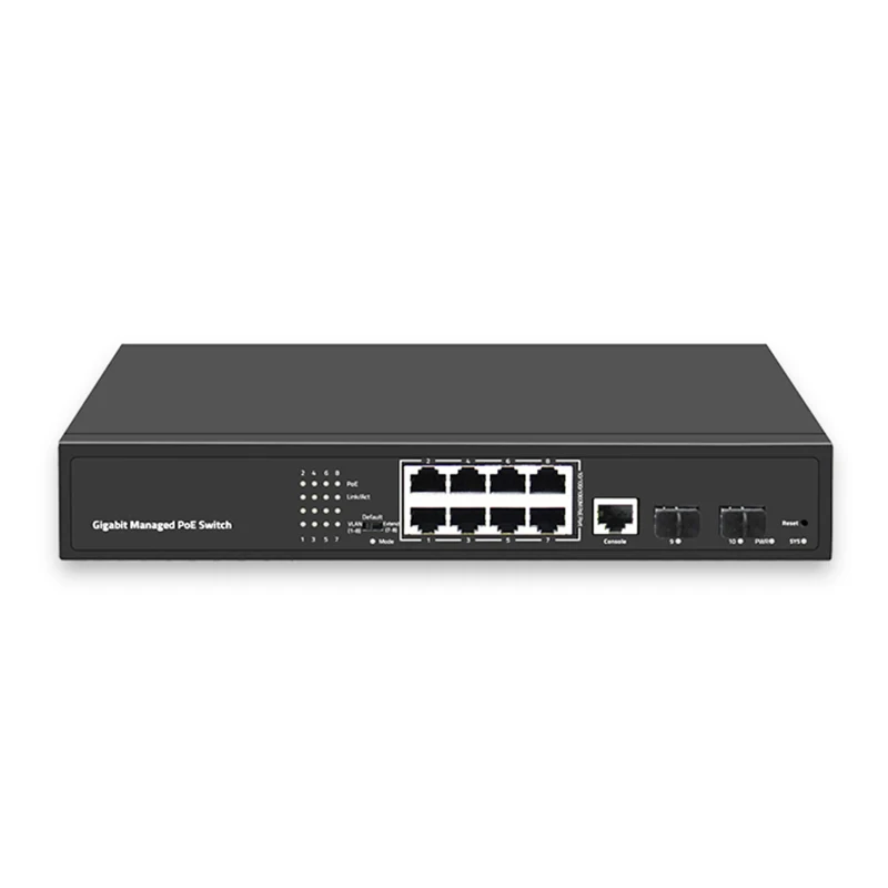 High Quality PoE Switch 120W PoE Power VLAN 8 Ports Gigabit L2 Managed PoE Switch
