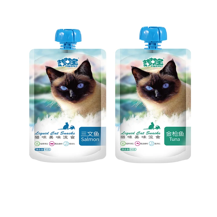 OEM ODM natural cat wet food pouch good tasty tuna/salmon flavor cat snacks cat wet food