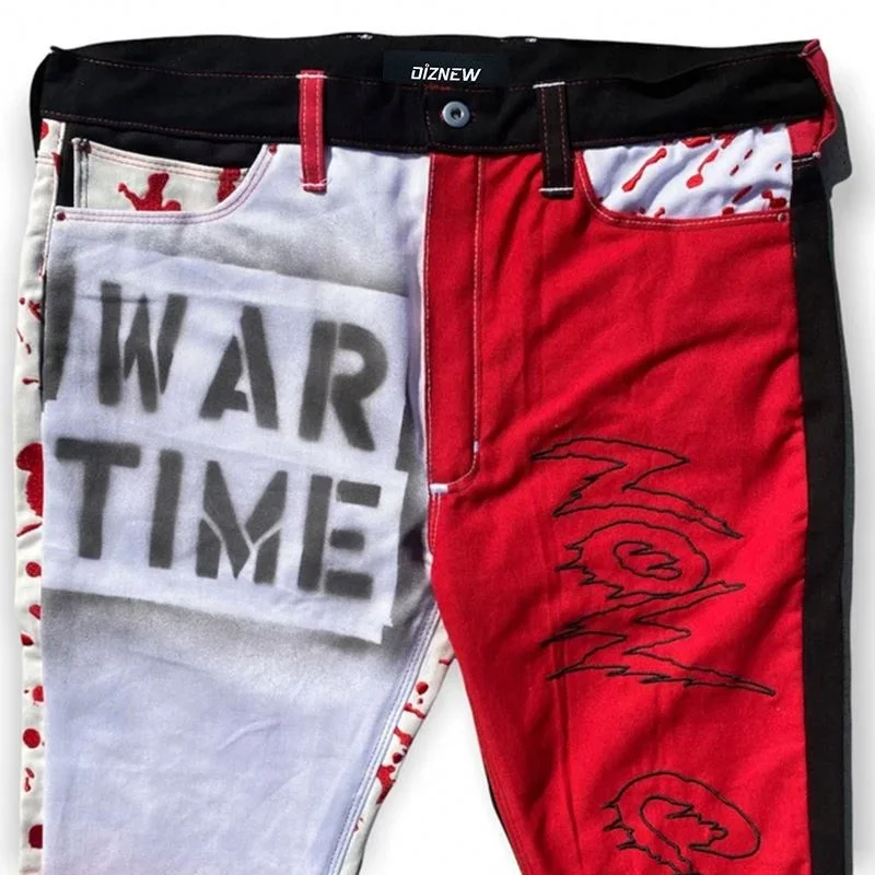 wholesale 2022 fashion wear popular streetwear mens jeans slim zipper 4 colors patchwork skinny jeans pant