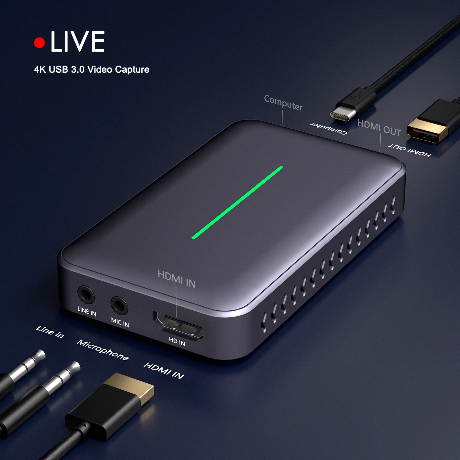 4K@60Hz USB 3.0 HDR HDMI Video Capture Card Equipment for live Streaming Device with Loop Cam Link  Game Recording HDMI to USB