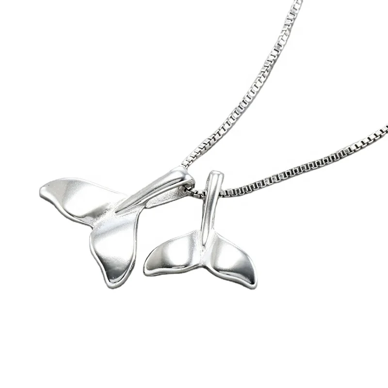 women jewelry silver plated cute pendant double dolphin short box chain necklace with tail of fish