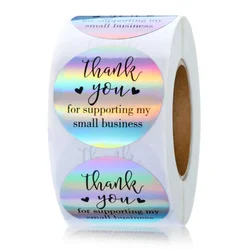 Wholesale 1.5 inch Round  thank you holographic self adhesive sticker paper