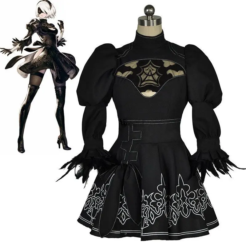 Anime Game NieR Automata 2B YoRHa No.2 Cosplay Costume Outfits Set Halloween Women Role Play Cosplay Costume Girls Party Dress