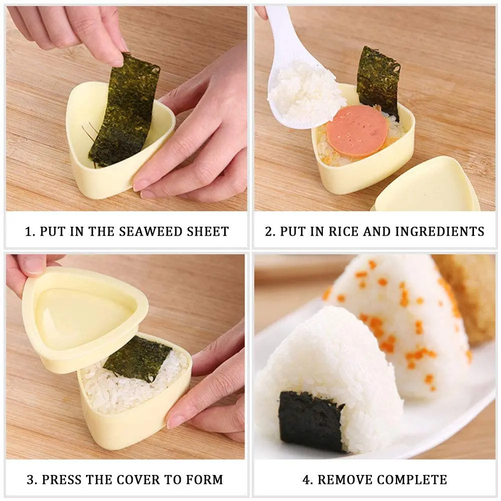 Triangle Onigiri Mold, Non stick Rice Mold Musubi Maker Kit, Rice Ball Mold Maker Sushi Mold for Kids Lunch Bento and Home DIY
