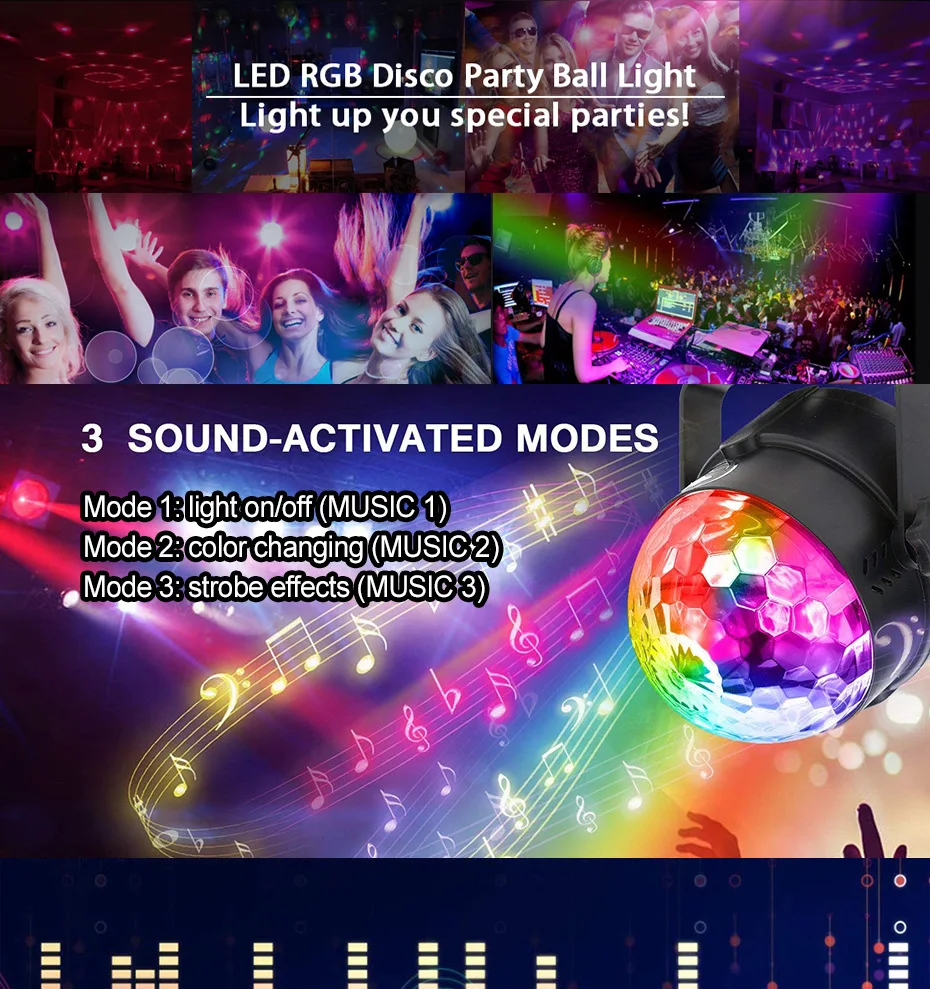 Hot Sells Mini Rgb Led Lamps 7 Modes Discolight Led Dj Disco Ball Stage Party Light Led Stage Light